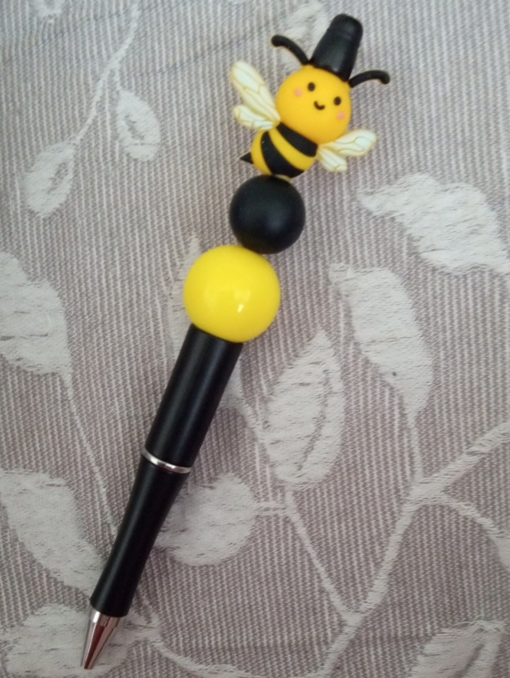 Cute Bee Top Black and Yellow Ballpoint Pen
